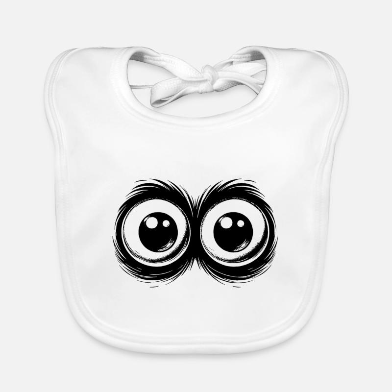 Lustige Augen mit durchdringendem Blick - Baby Bio-Lätzchen - Weiß
