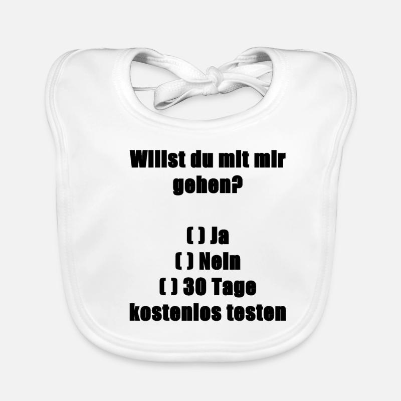 Willst du mit mir gehen? Ja, Nein, Testen? - Baby Bio-Lätzchen - Weiß