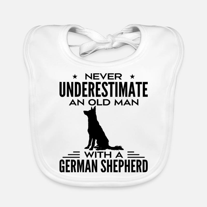 Never Underestimate Old Man With A German Shepherd Organic Baby Bibs