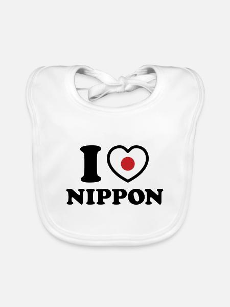 I HEART [LOVE] NIPPON - Organic Baby Bibs - white - Front