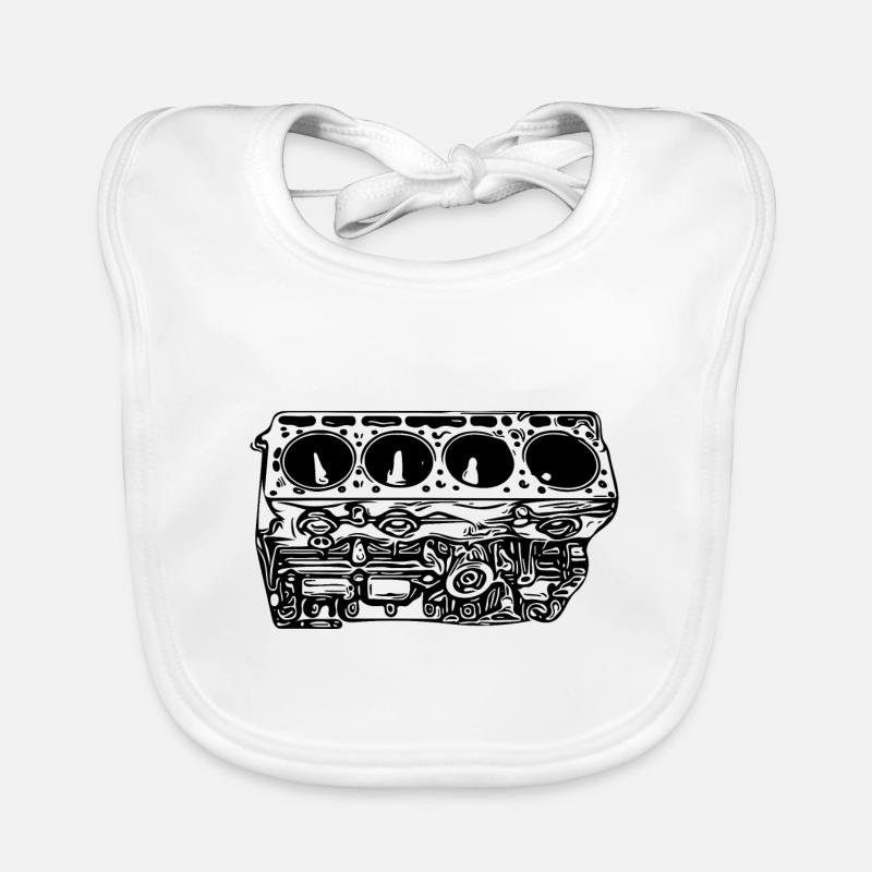 Engine block cylinder displacement fan Organic Baby Bibs