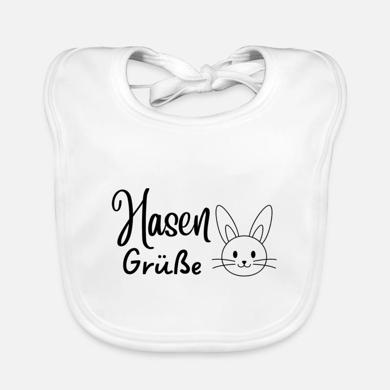 Hasengrüße mit Hasenmotiv, Osterdesign, Ostern Baby Bio-Lätzchen