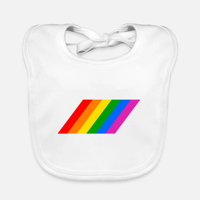 Drapeau arc-en-ciel en pente - Bavoir bio Bébé - blanc