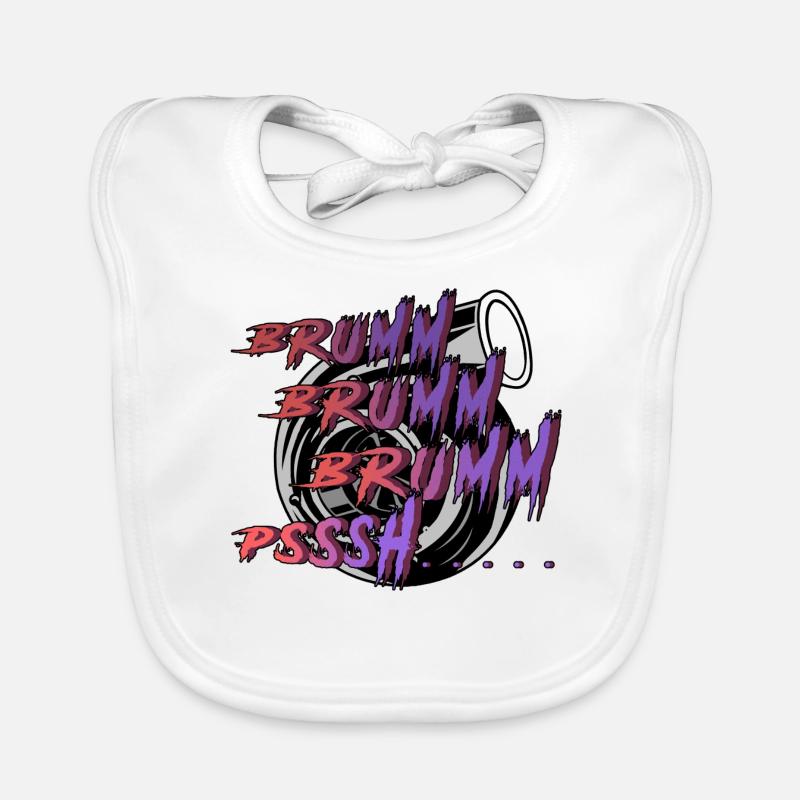 BRUMM BRUMM BRUMM PSSSH - Organic Baby Bibs - white