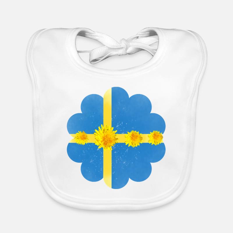 Sweden Dandelion Blossoms Sweden Flag Organic Baby Bibs