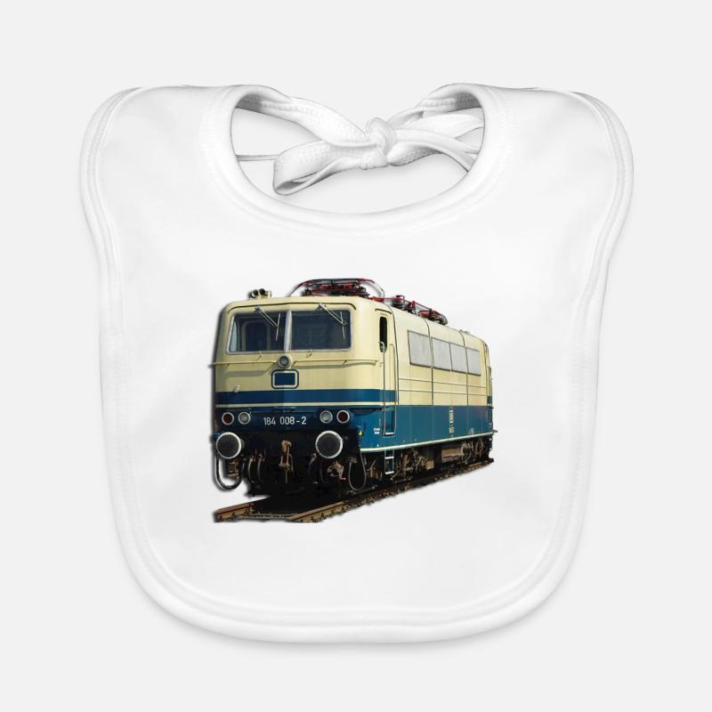 Lokomotive DB184 - Baby Bio-Lätzchen - Weiß