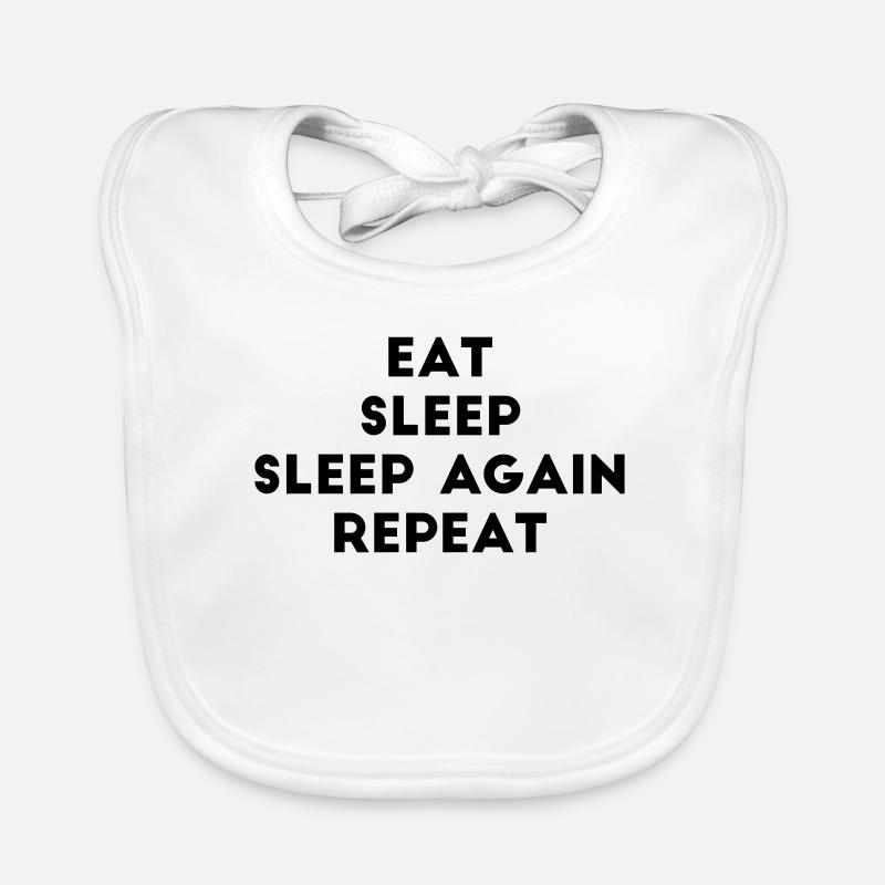 eat sleep sleep again repeat saying lazy chill Organic Baby Bibs