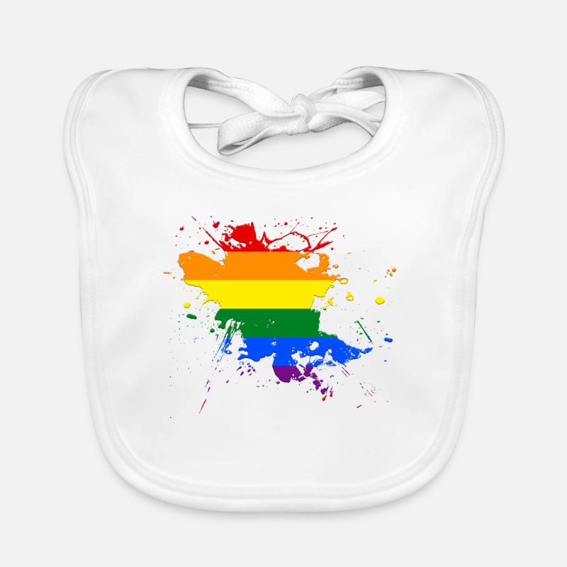 Regenbogenfahne als Farbklecks Baby Bio-Lätzchen