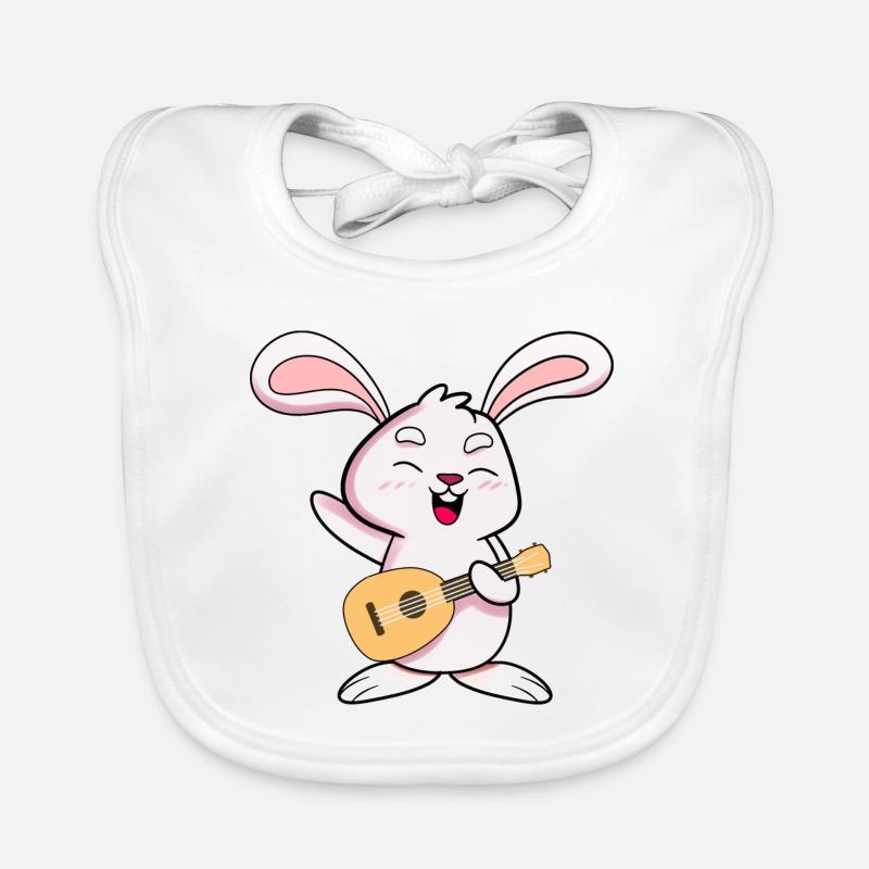 Le lapin aime le ukulélé Bavoir bio Bébé