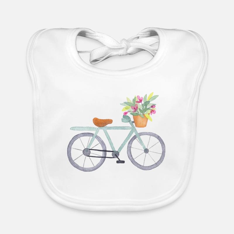 vélo fleuri - Bavoir bio Bébé - blanc