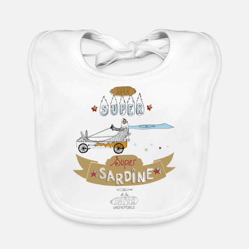 Super Sardine KRAFT - Bavoir bio Bébé - blanc
