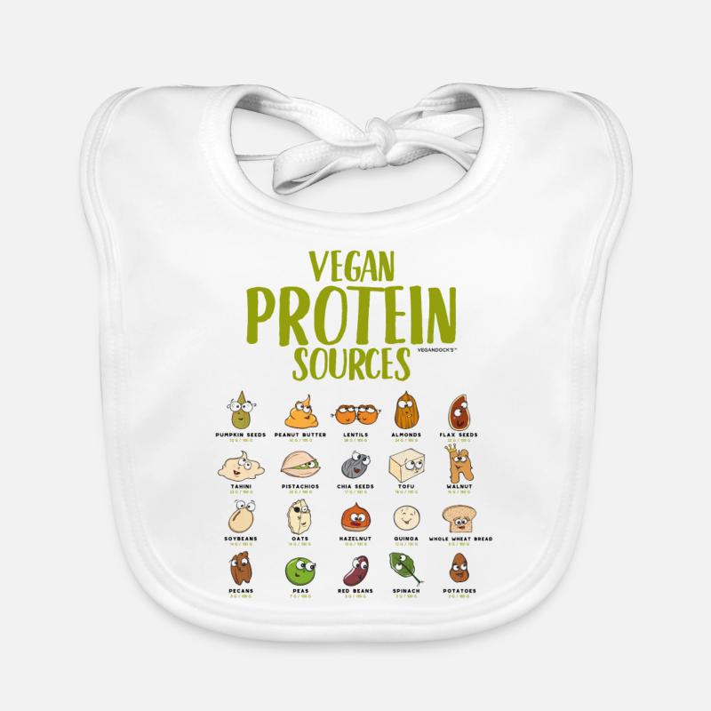 Sources de protéines végétaliennes Bavoir bio Bébé