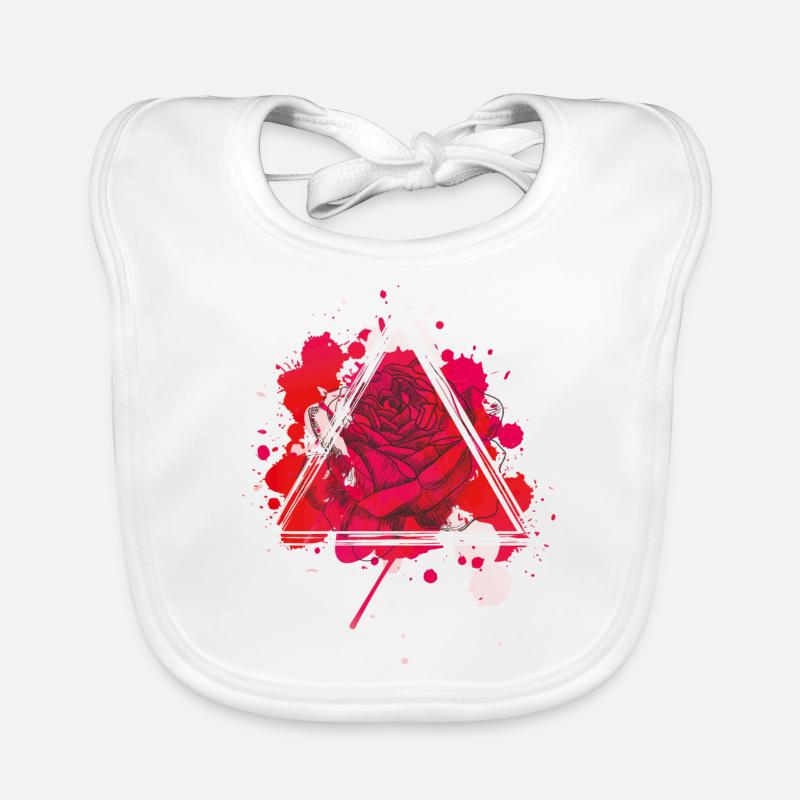 Red rose triangle Organic Baby Bibs
