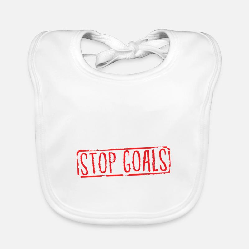 Lacrosse - Eat Sleep Stop Goals Repeat - Bavoir bio Bébé - blanc