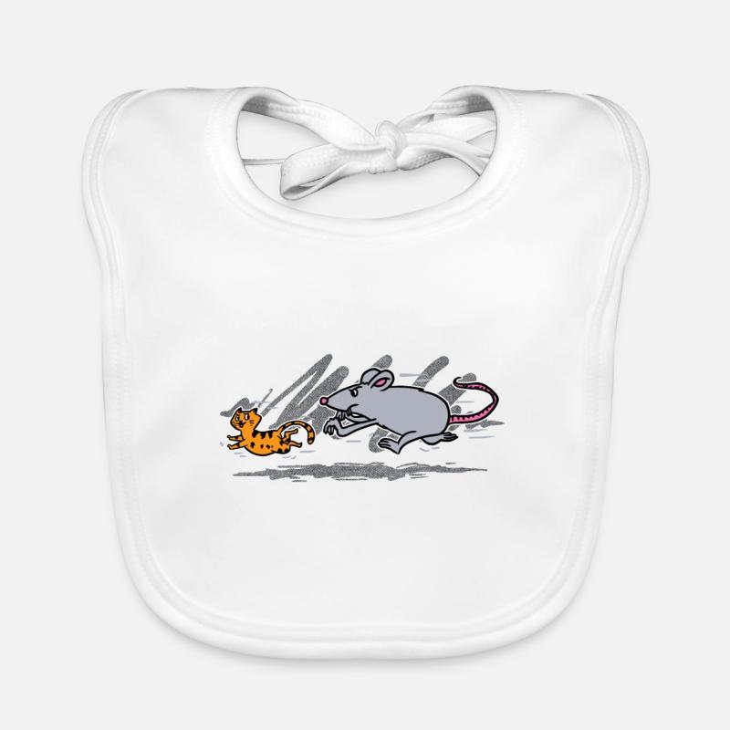 Mouse chasing cat gift Organic Baby Bibs