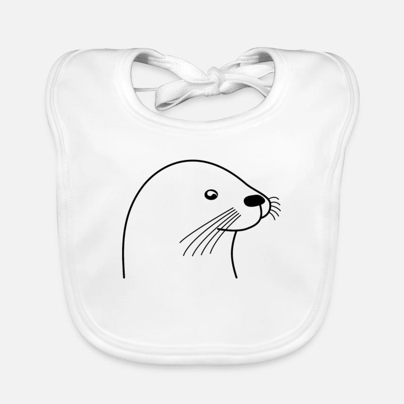 loutre - Bavoir bio Bébé - blanc