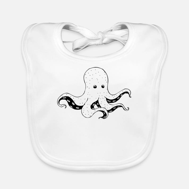 Oktopus - Baby Bio-Lätzchen - Weiß