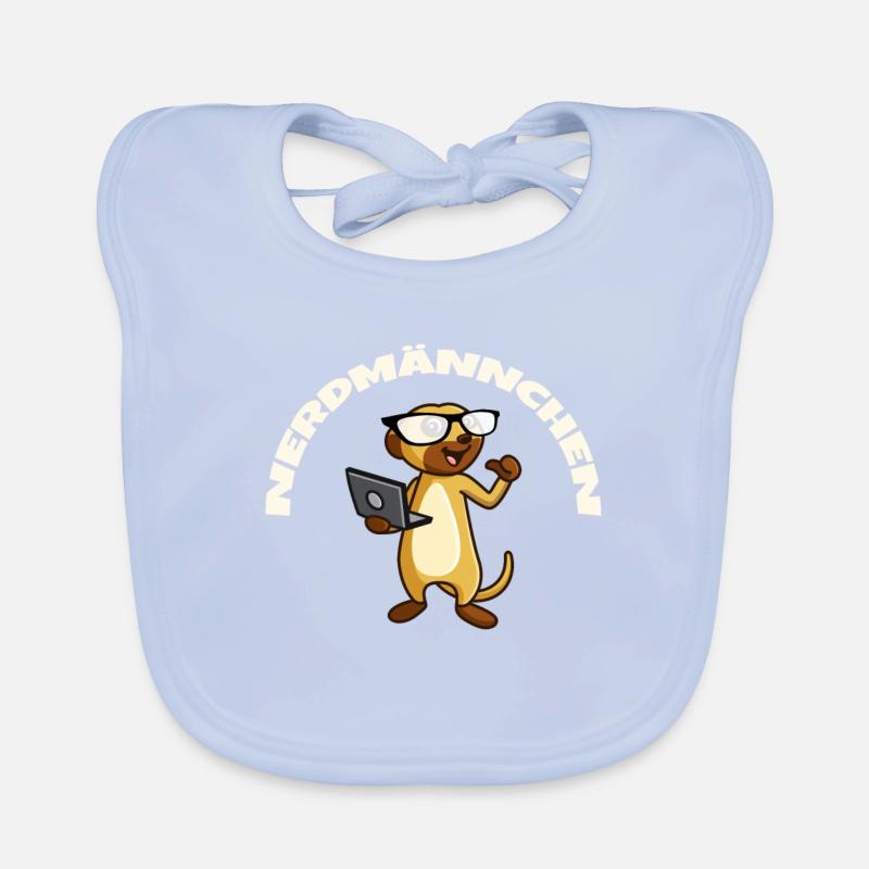 Nerd Erdmännchen mit Brille und Notebook Geschenk Baby Bio-Lätzchen