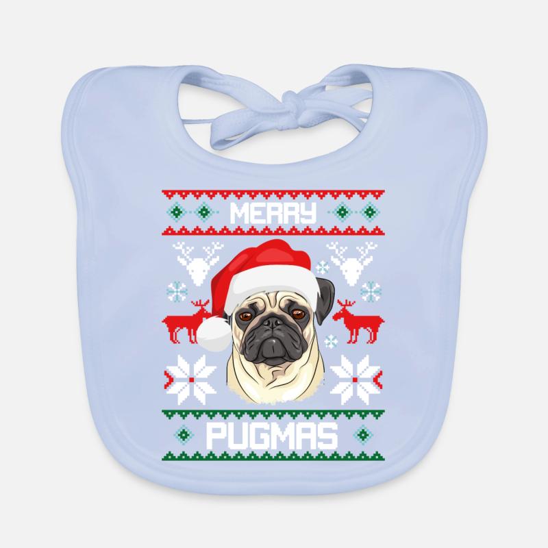 Joyeux Noël Pugmas drôle Pug laid Pull Bavoir bio Bébé