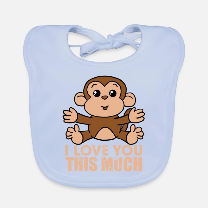 Monkey I Love You This Much Valentine's Day Gift Organic Baby Bibs