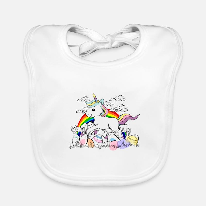 Unicorn easter bunny Easter eggs Organic Baby Bibs