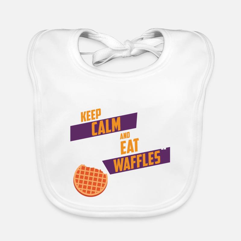 Gardez le calme et EAT WAFFLES Bavoir bio Bébé