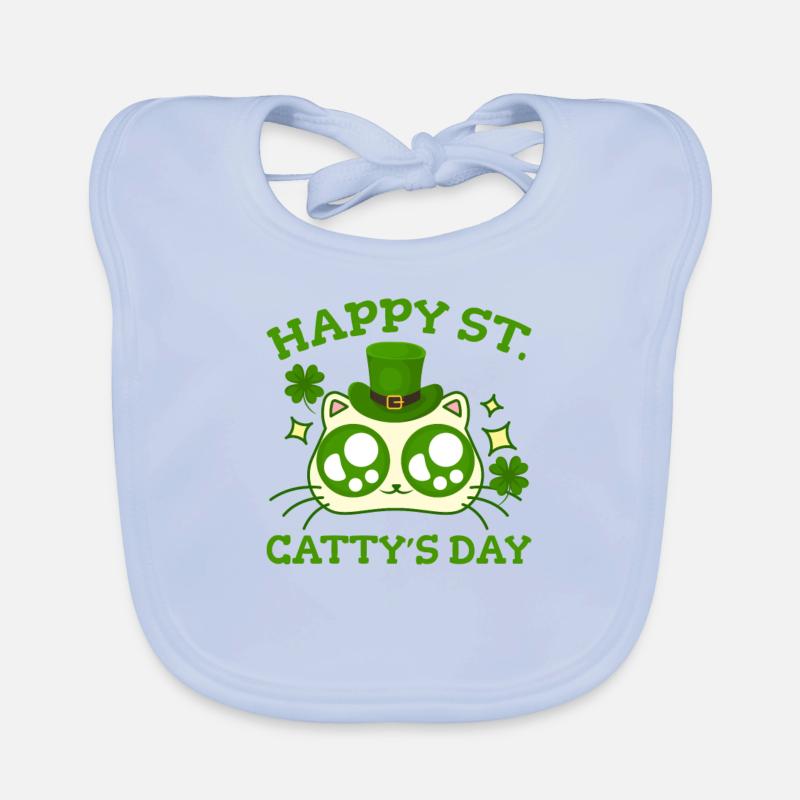 Heureux jour de St Catty St Patricks drôle de trèfle de chat Bavoir bio Bébé