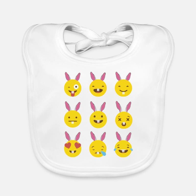 Lots Of Emojis With Easter Bunny Ears Funny Pascha Organic Baby Bibs