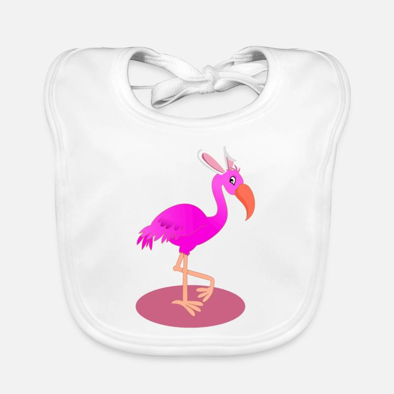 Flamingo With Easter Bunny Ears Cute Pink Bird Organic Baby Bibs