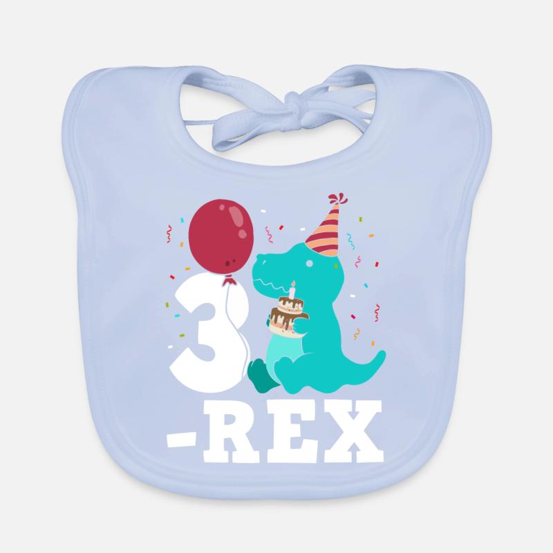 Three Rex T-Rex Birthday Gift for Three Year Olds Organic Baby Bibs