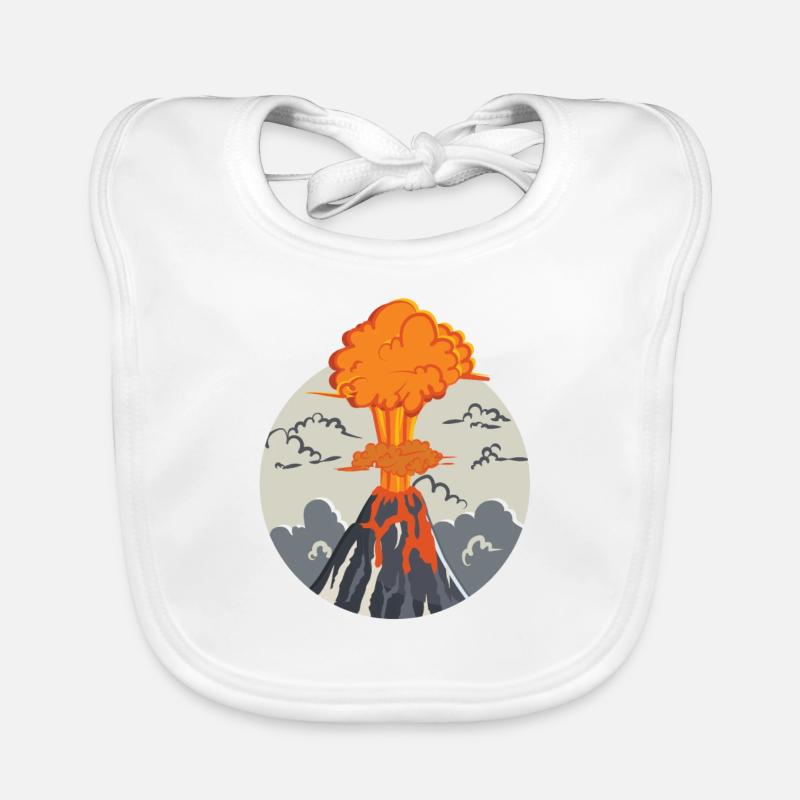 Volcan en éruption - Bavoir bio Bébé - blanc
