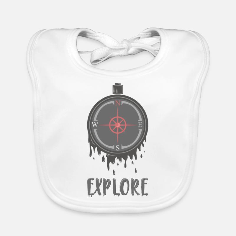 Discover - North Pole - Compass - Explorer design Organic Baby Bibs