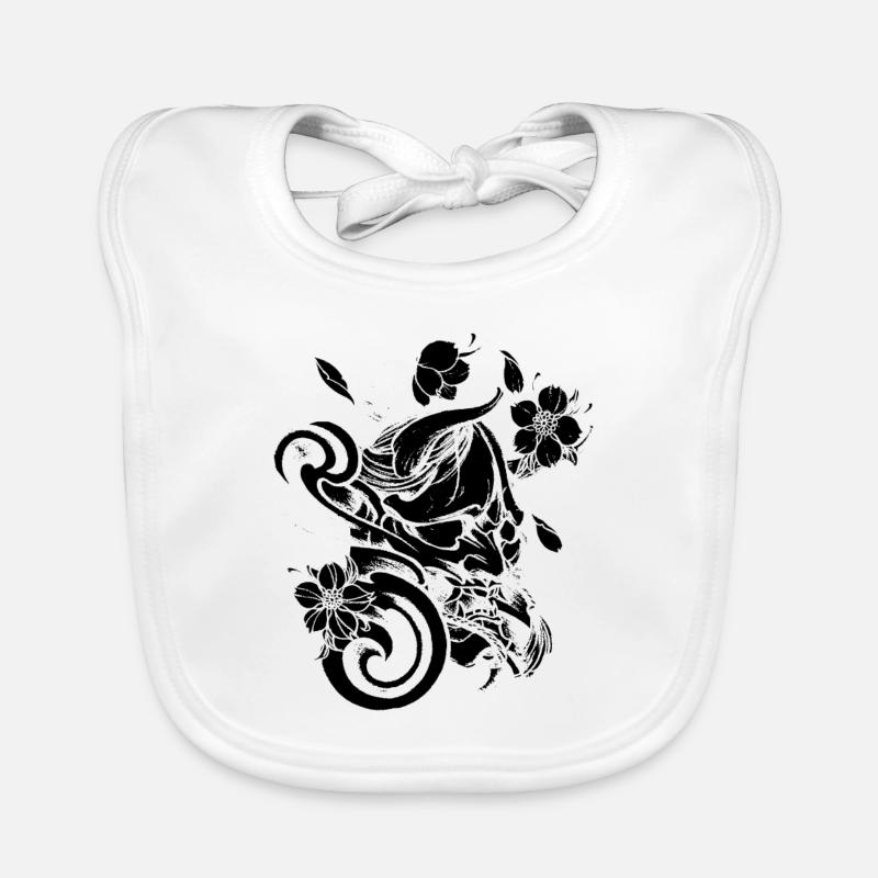 Teufel mit Blumen schwarz Baby Bio-Lätzchen