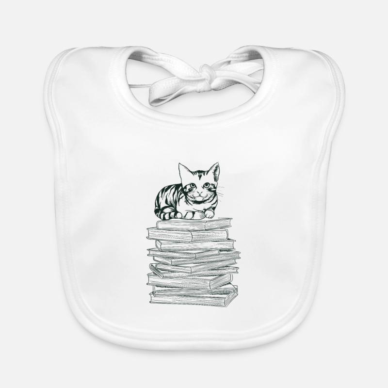 Katzen und Bücher lesen Geschenk Baby Bio-Lätzchen