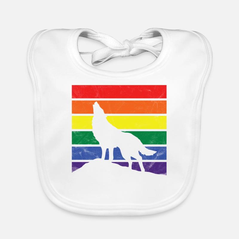 Wolf LGBT Geschenk Silhouette Regenbogen Toleranz Baby Bio-Lätzchen