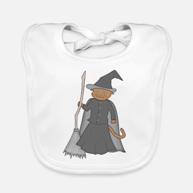 Katze als Hexe Karneval Halloween Baby Bio-Lätzchen