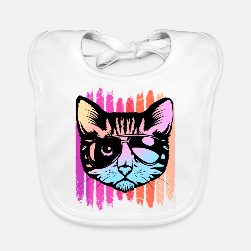 Katze mit Sonnenbrille Baby Bio-Lätzchen
