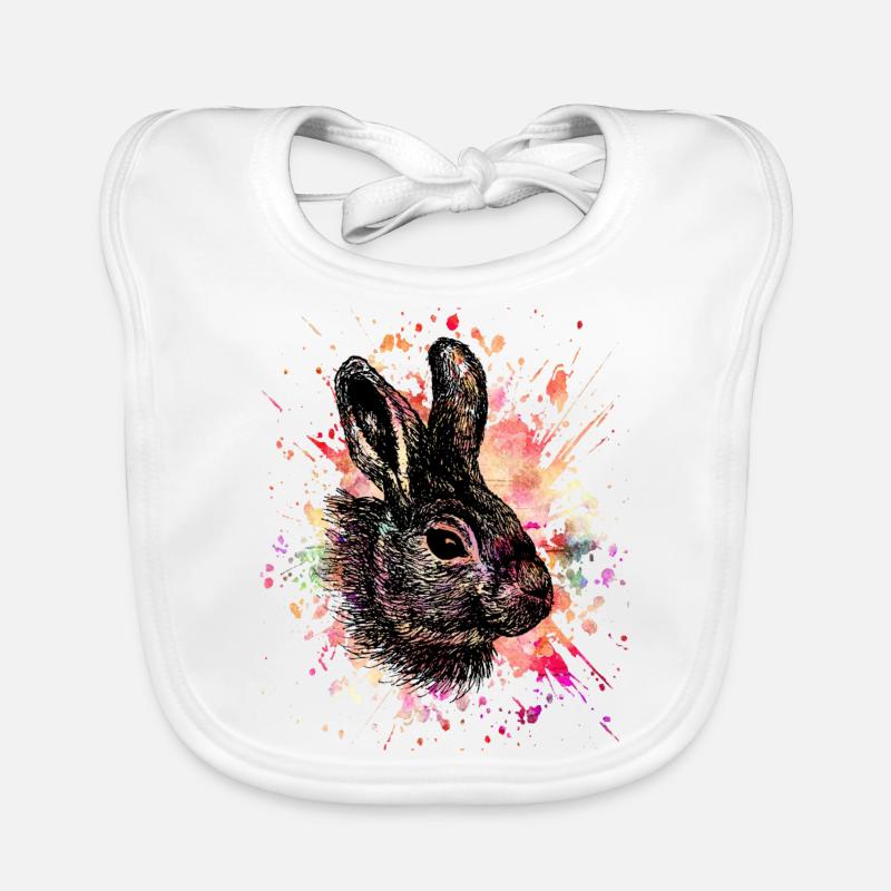 Bunny watercolor Organic Baby Bibs