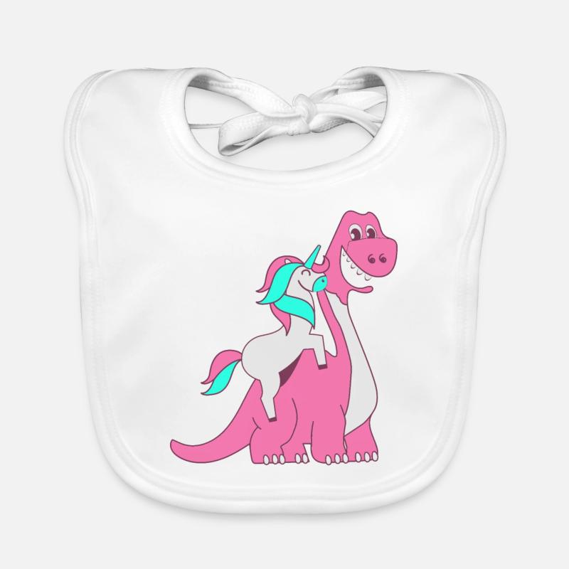 Licorne Dino - Bavoir bio Bébé - blanc