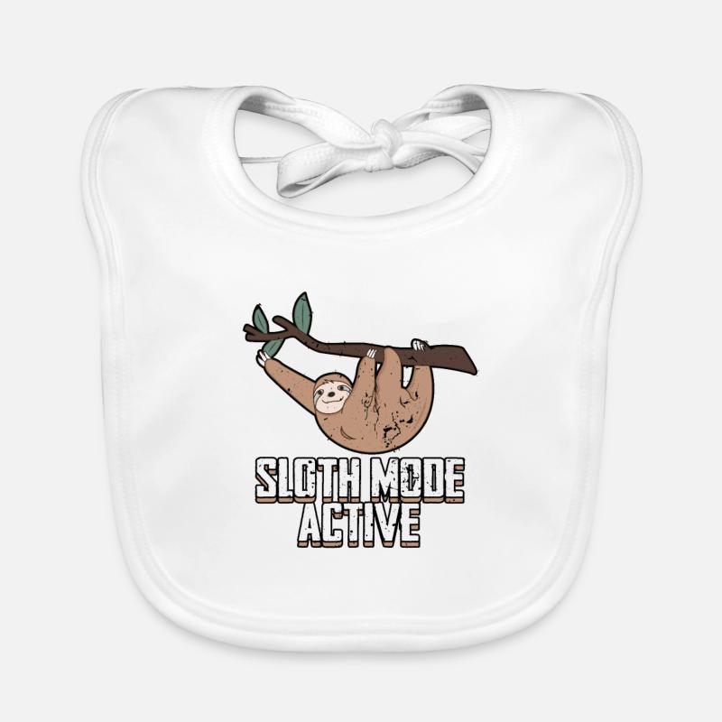 sloth - Organic Baby Bibs - white