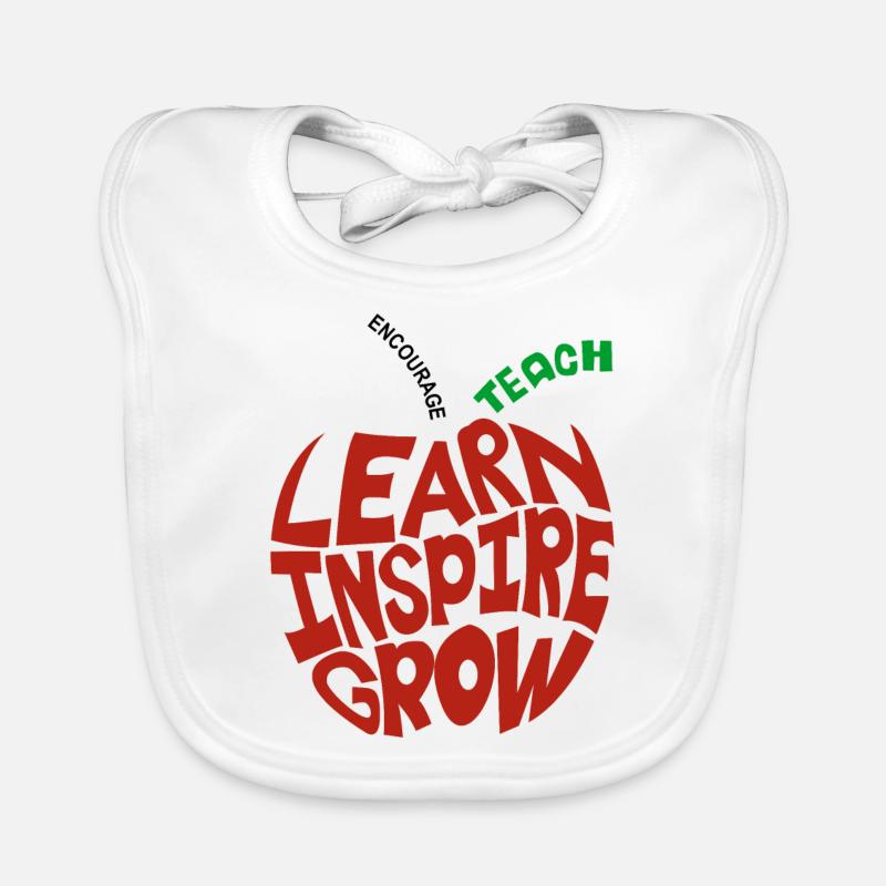 Learn Inspire Grow Encourage Teach - Baby Bio-Lätzchen - Weiß