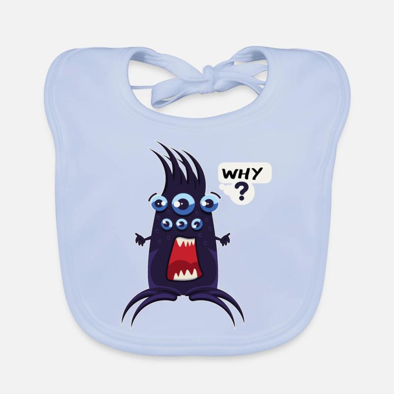Funny Why Doodle character Organic Baby Bibs