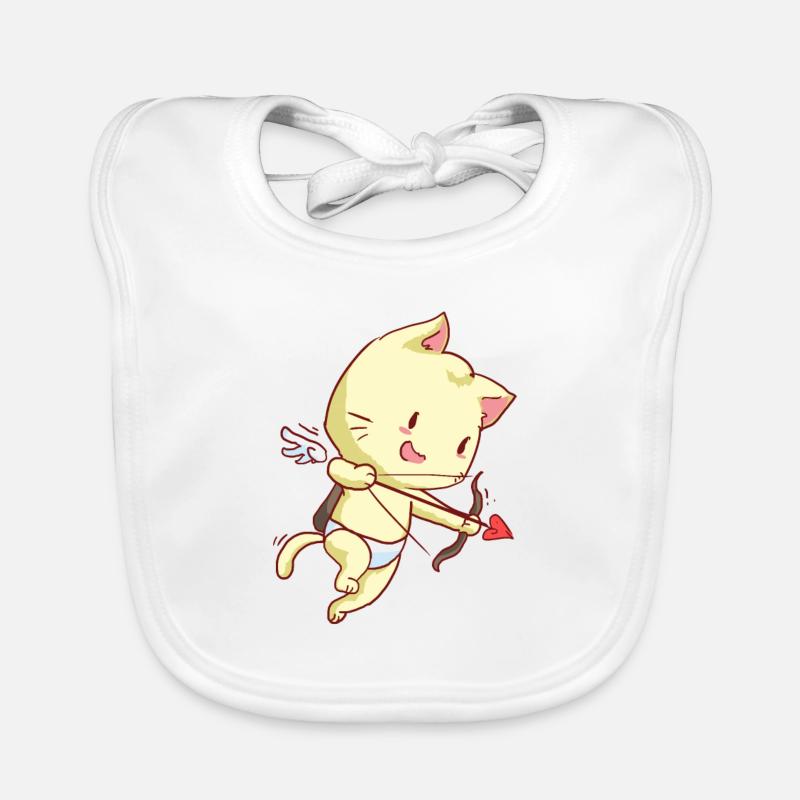 Cupidon Chat Cupidon Kitten Romantique Mignon Bavoir bio Bébé