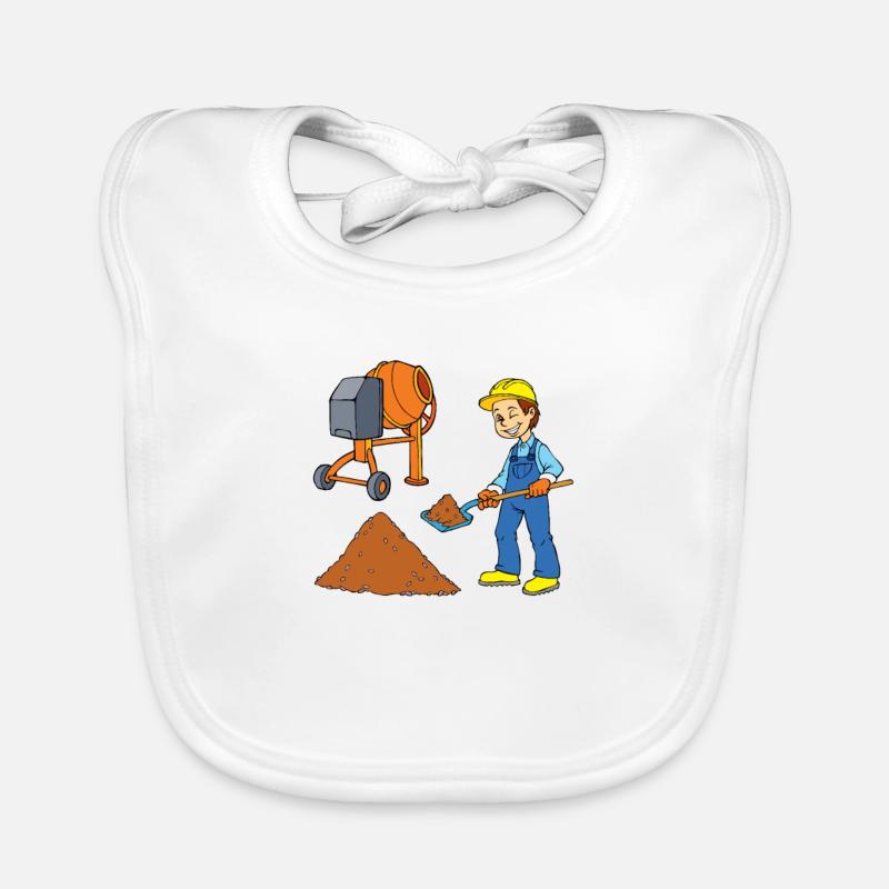 Construction worker children - Organic Baby Bibs - white
