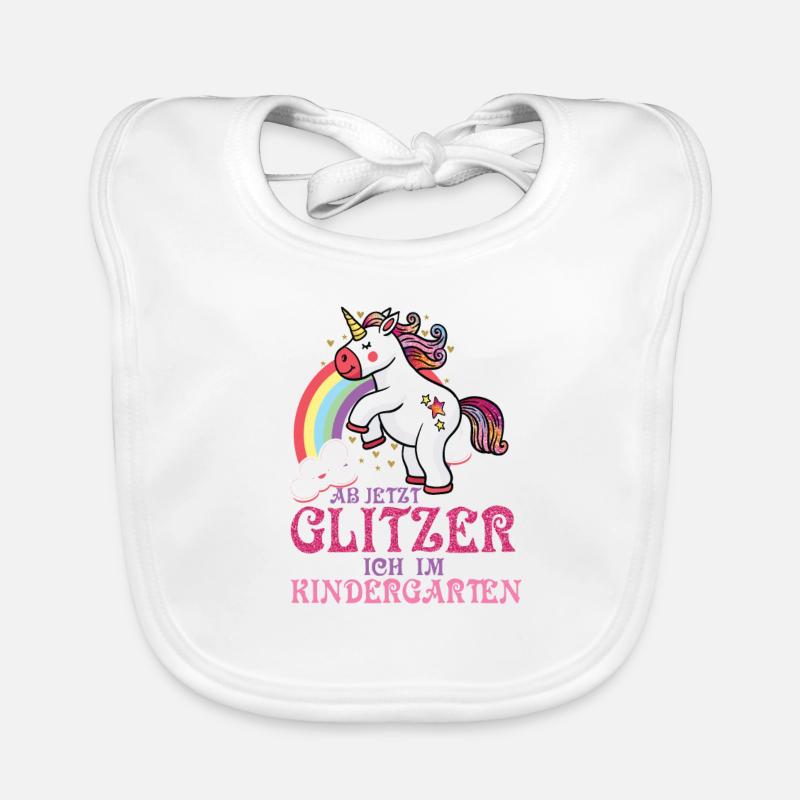 Einhorn Glitzer Kindergarten Kind Regenbogen Baby Bio-Lätzchen