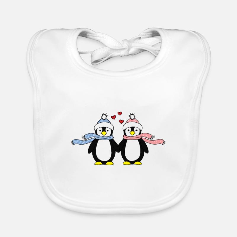 Penguin Love Relationship Partnership Gift Organic Baby Bibs