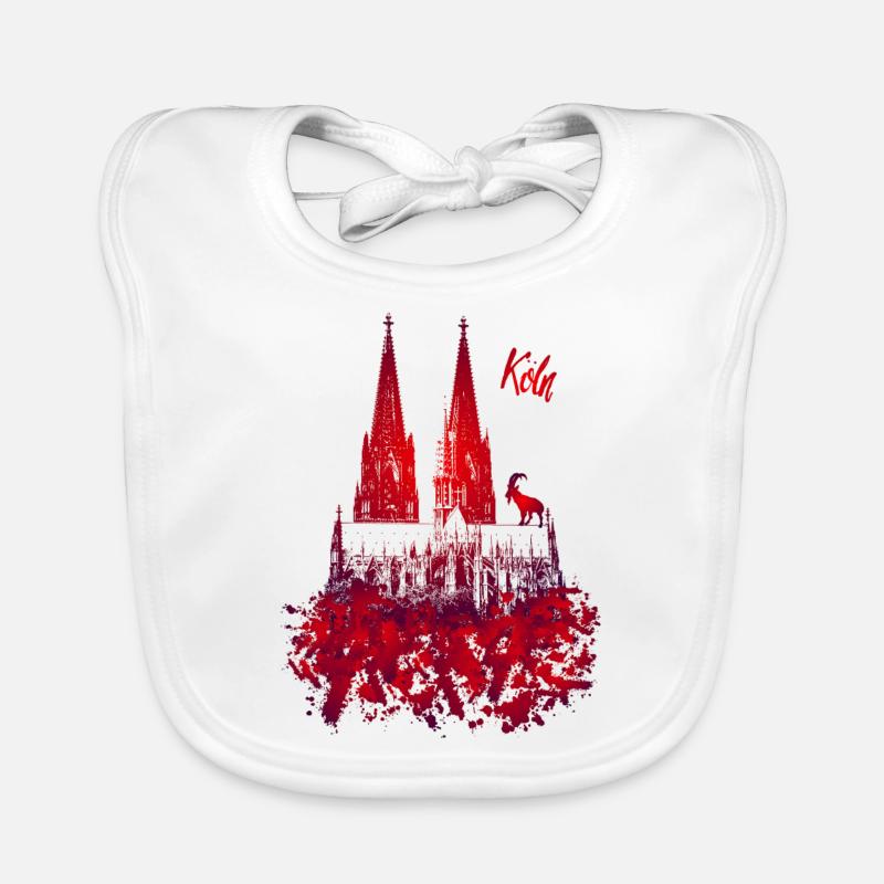 Cathédrale de Cologne - Bavoir bio Bébé - blanc