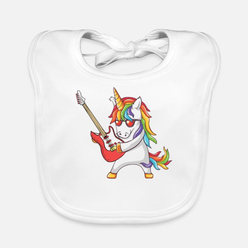 Einhorn mit E-Gitarre Baby Bio-Lätzchen