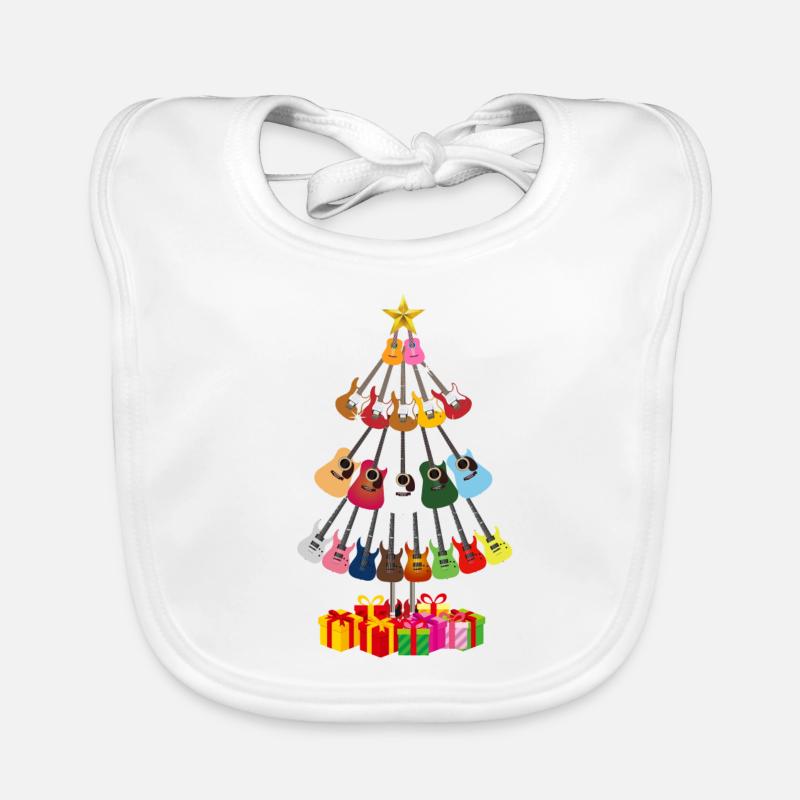 Arbre de Noël de guitare - Bavoir bio Bébé - blanc