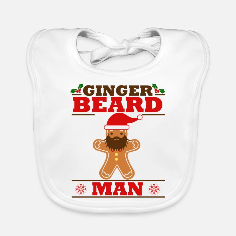 Gingerbread man beard version Advent Christmas Organic Baby Bibs
